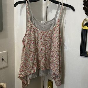 Splendid Double Layer Flower and Grey Tank Size Small